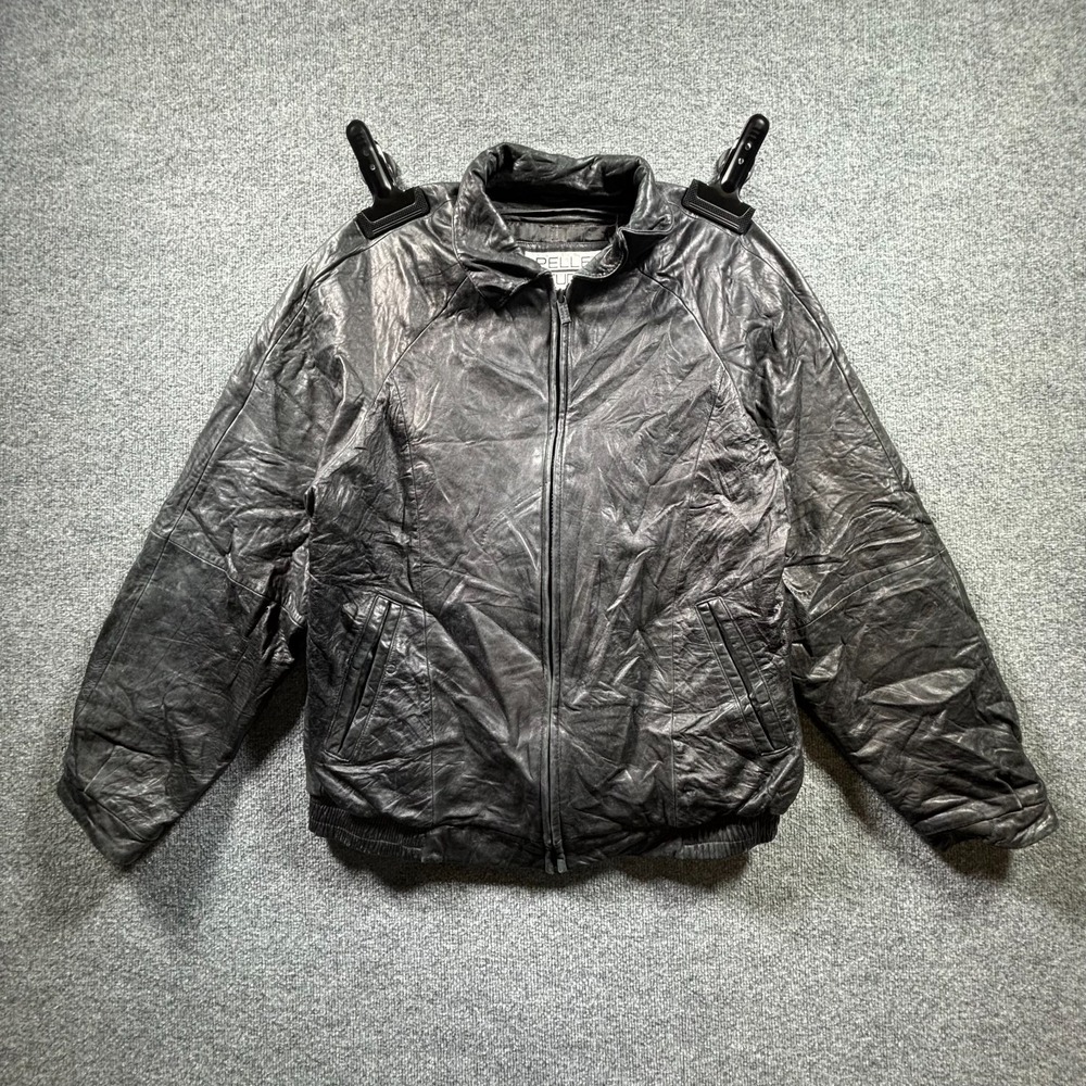 Pelle Studio Wilsons Bomber Jacket Mens XLT Black Leather Full Zip Thinsulate